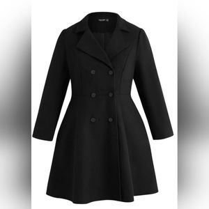 Plus, Solid Double-Breasted Overcoat